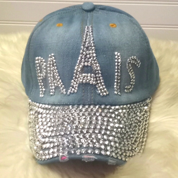 Paris 🗼 Bling Denim Baseball Cap - Picture 6 of 7